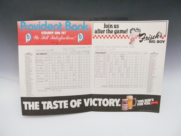 Tom Browning Autographed "Perfect Game" Scorecard