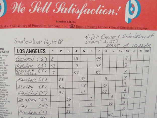 Tom Browning Autographed "Perfect Game" Scorecard