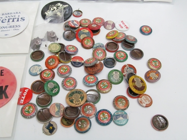 100 Presidential, Political, Union and Teamster Buttons
