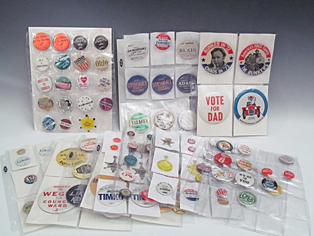 100 Presidential, Political, Union and Teamster Buttons