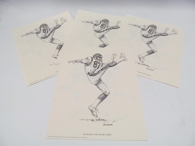 Four Sets of Six 1981 Cincy Bengals Player Sketches Munoz, Anderson, Griffin