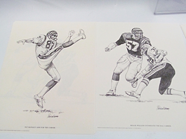 Four Sets of Six 1981 Cincy Bengals Player Sketches Munoz, Anderson, Griffin