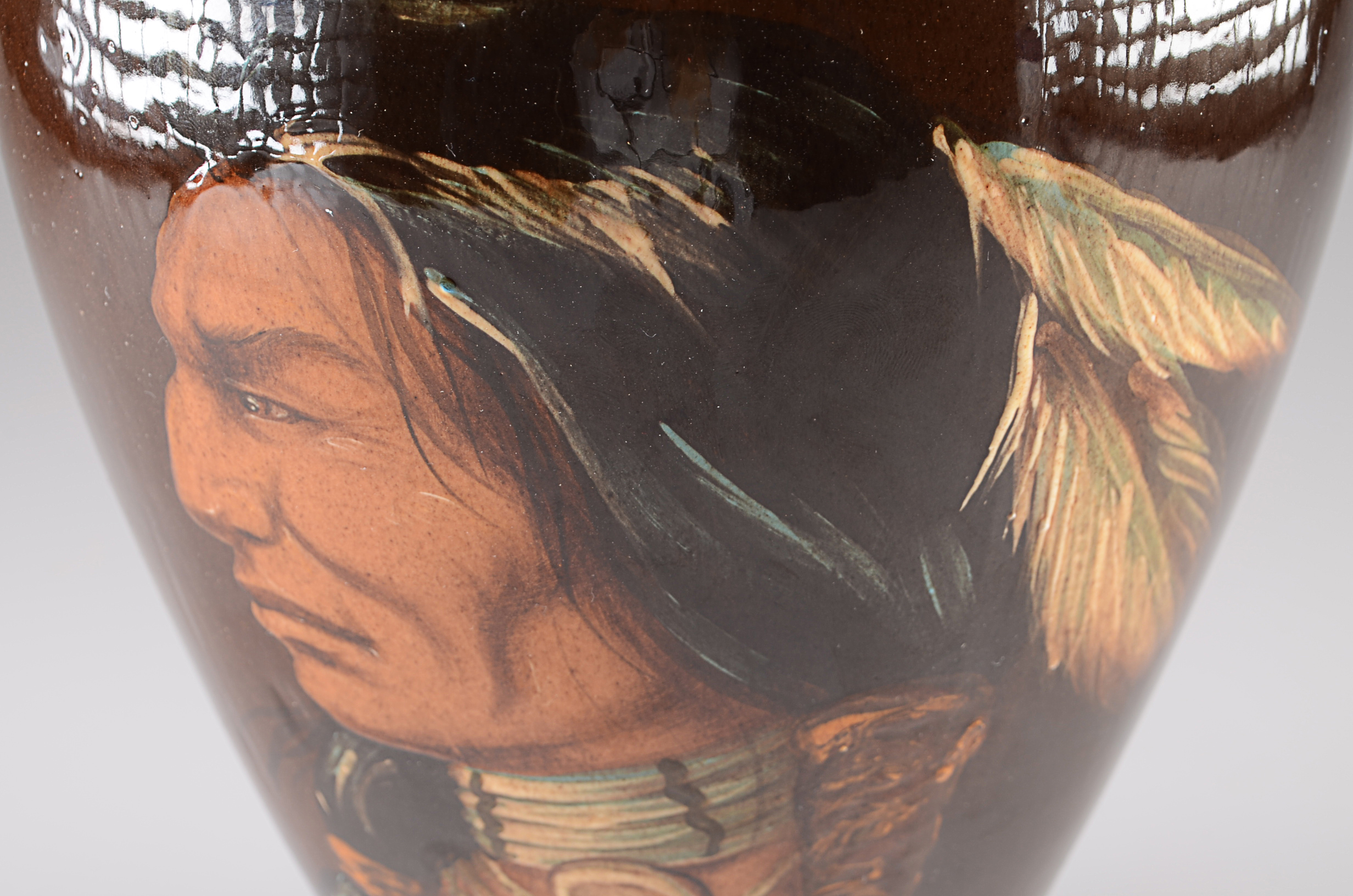Wihoa's Rick Wisecarver Hand Painted Art Pottery Indian Vase
