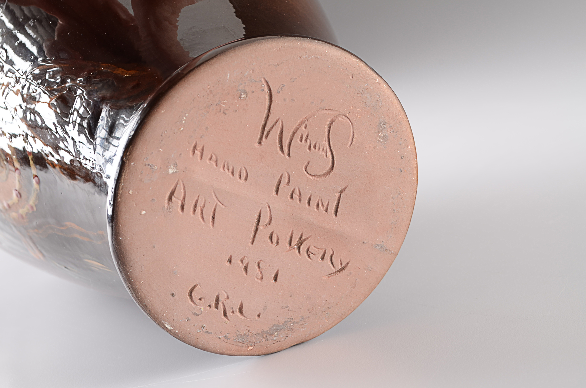 Wihoa's Rick Wisecarver Hand Painted Art Pottery Indian Vase