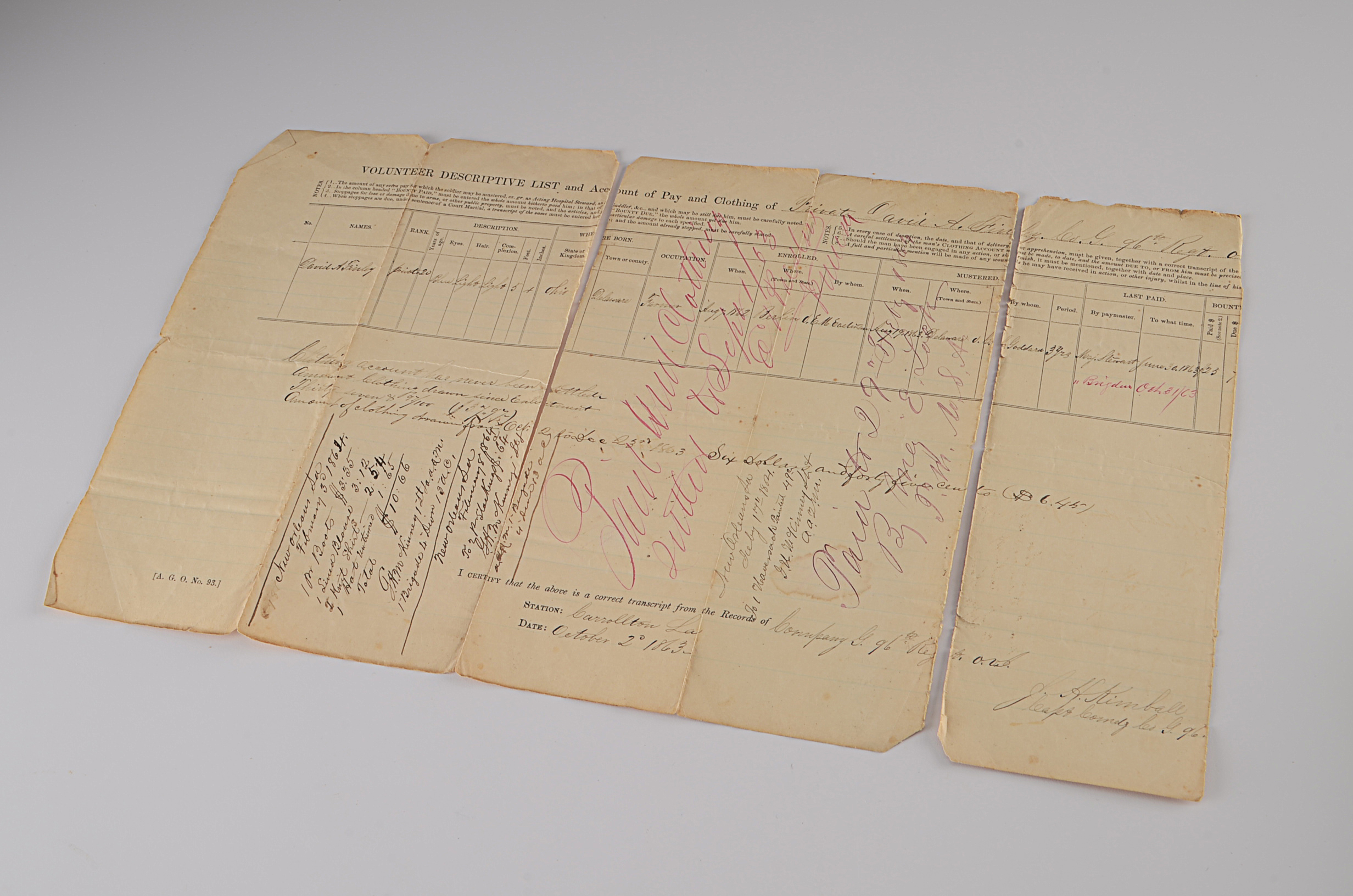 Three Original Civil War Documents 