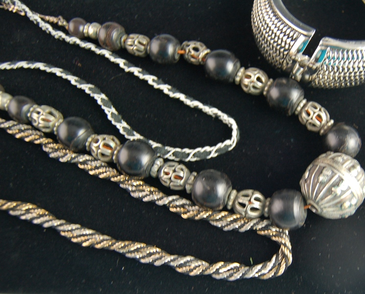 Silver Tone Jewelry and Beaded Necklace