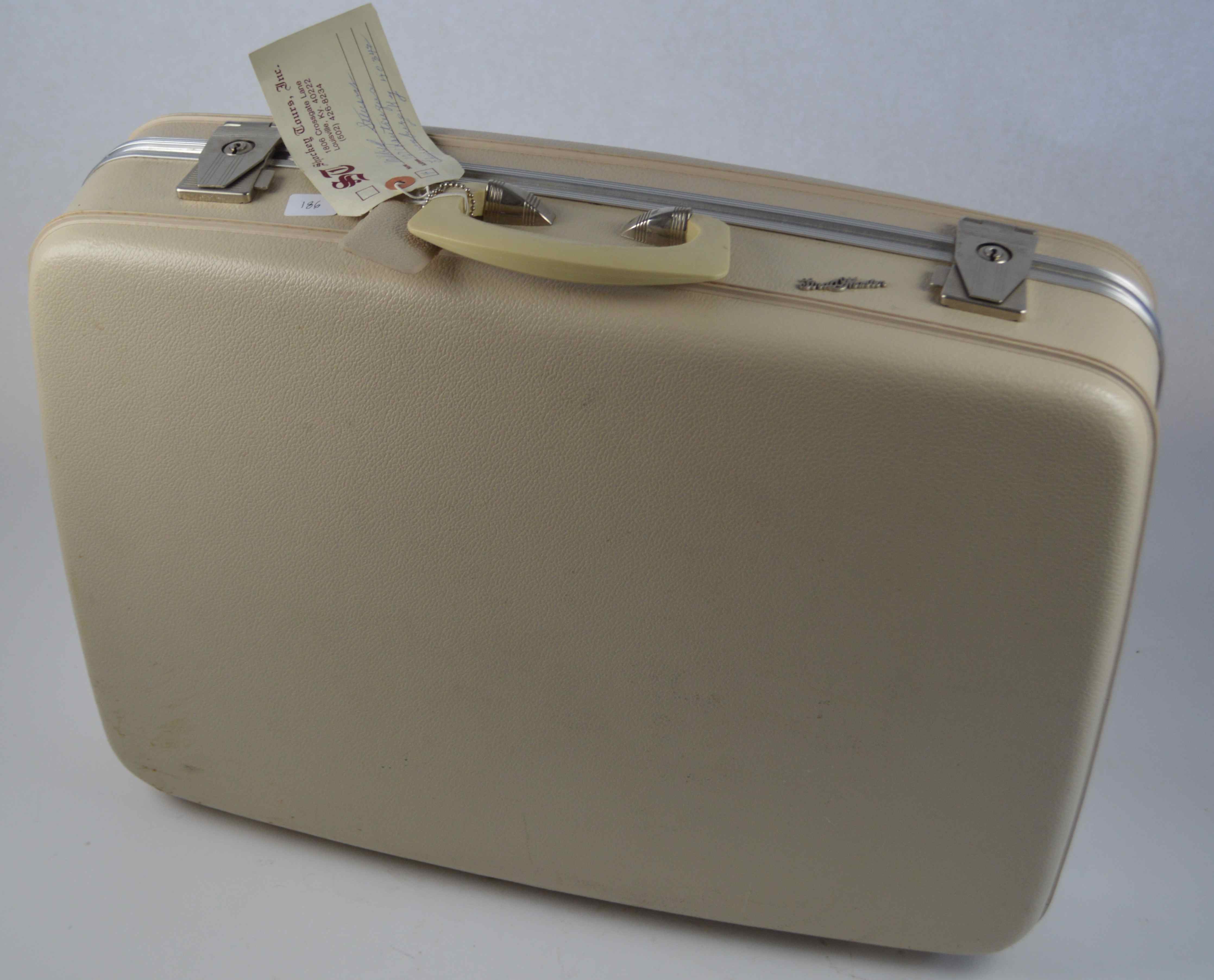 Cream Colored Vintage Suticase