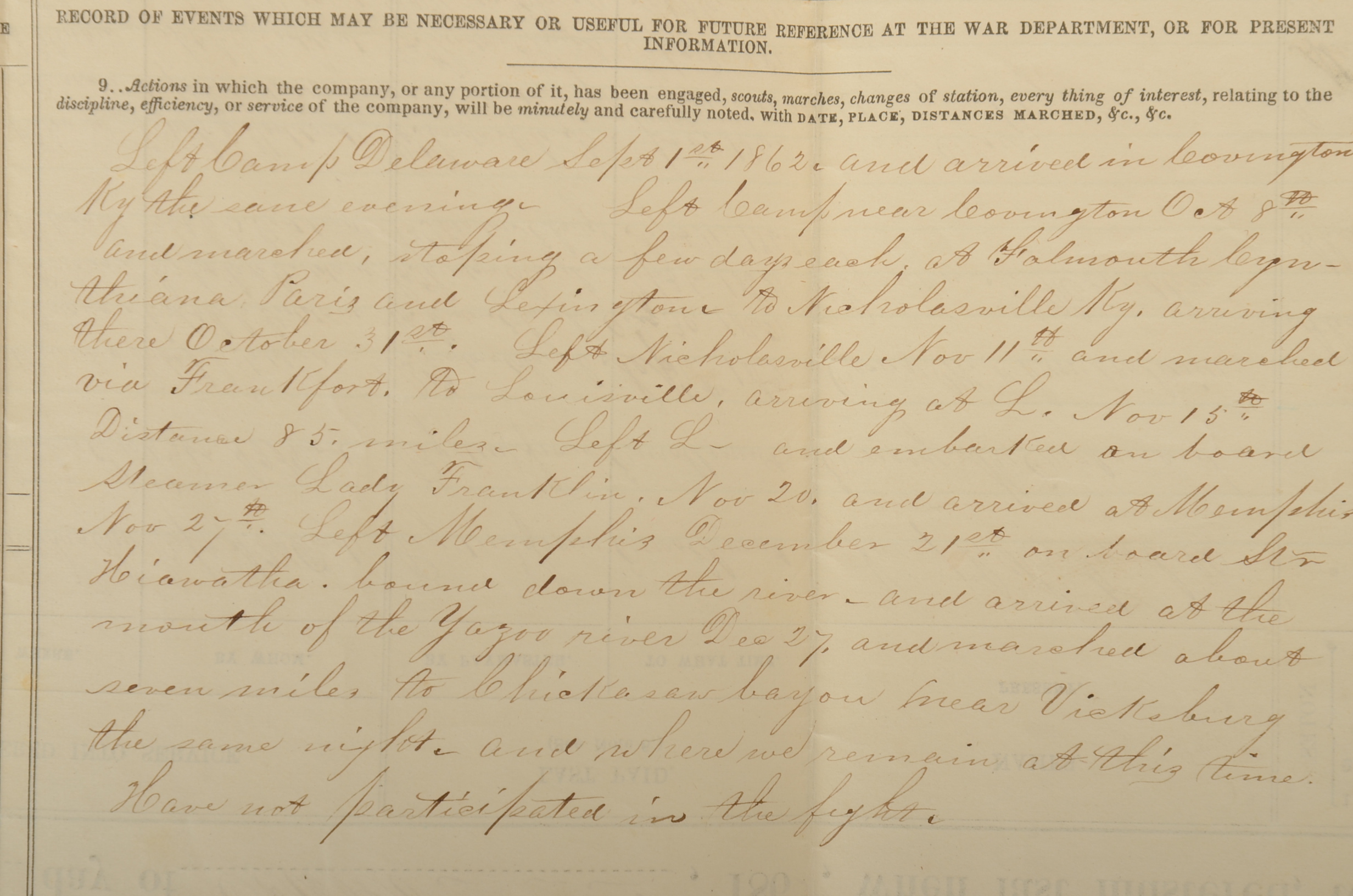 Original 1862 Civil War Muster Roll