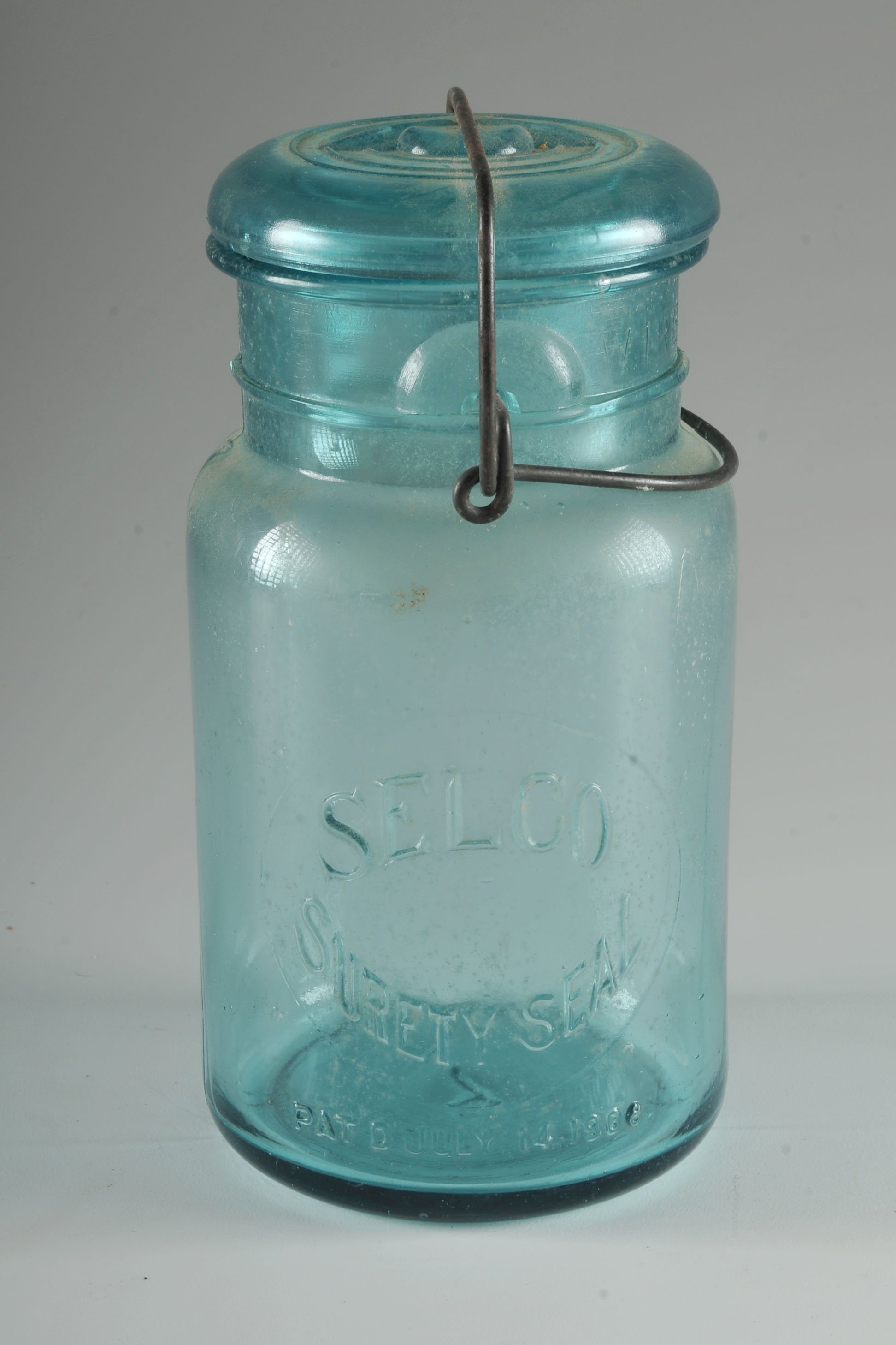 Vintage Blue Glass Mason Jars