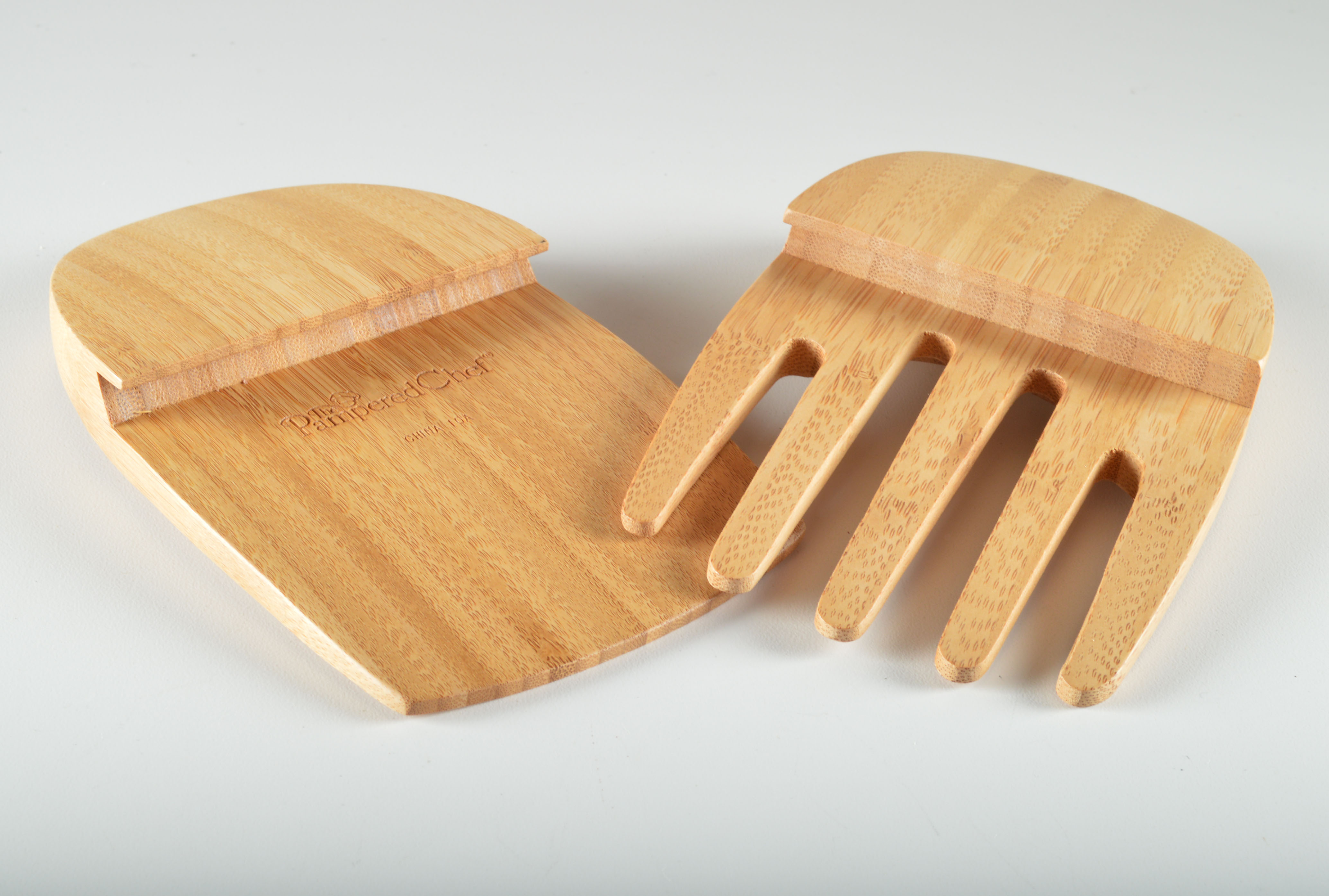 The Pampered Chef Wood Salad Bowl with Utensils