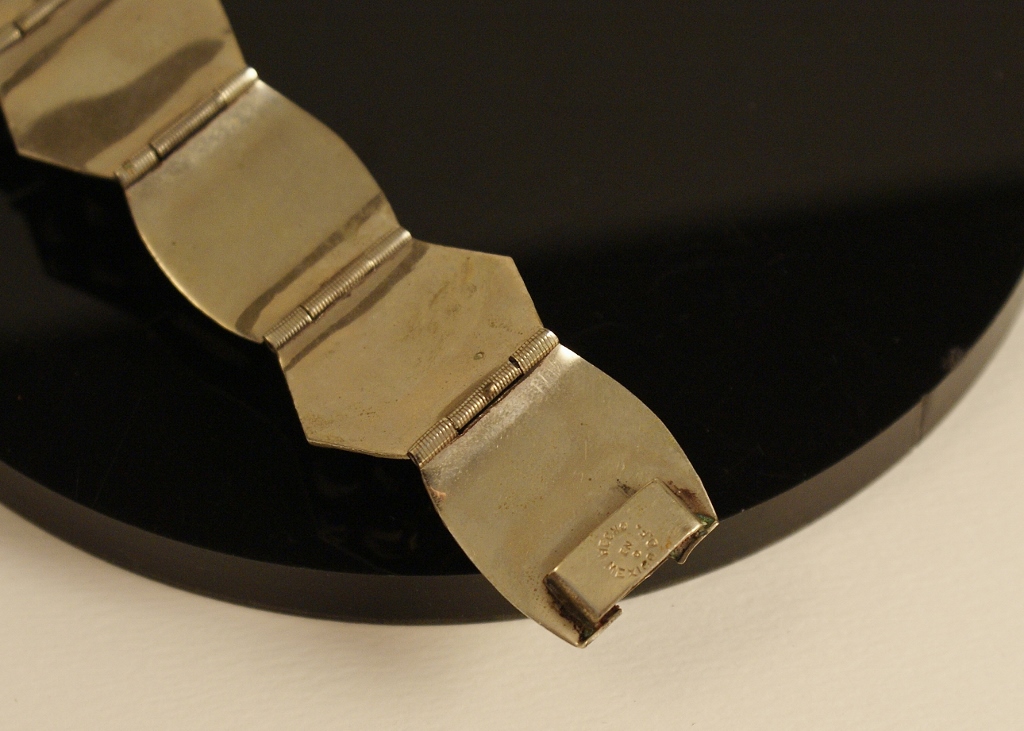 Mexican Nickel Silver and Malachite Bracelet