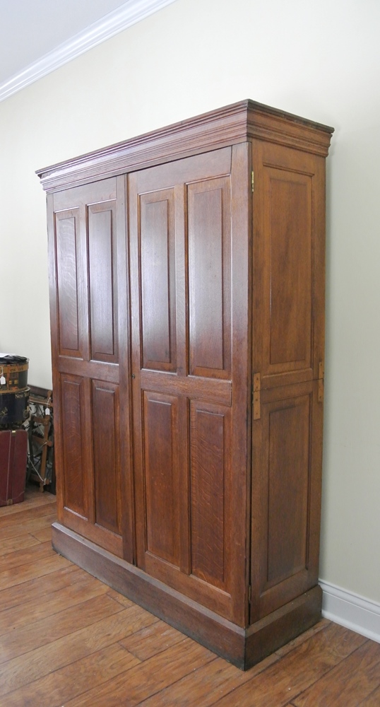 Circa 1890 Globe Furniture Oak Bankers Cabinet