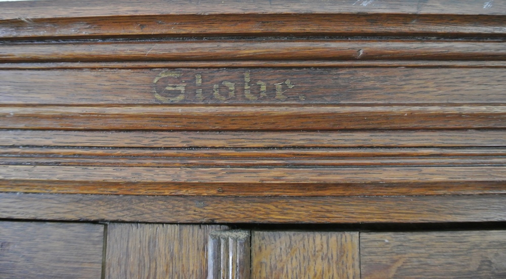Circa 1890 Globe Furniture Oak Bankers Cabinet