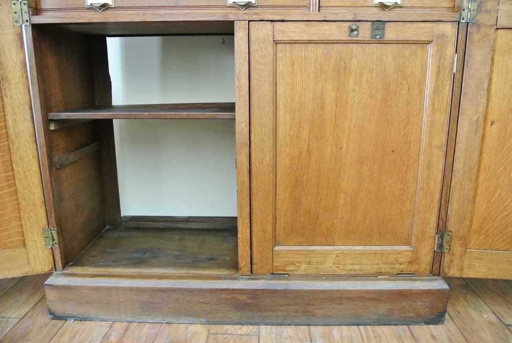Circa 1890 Globe Furniture Oak Bankers Cabinet