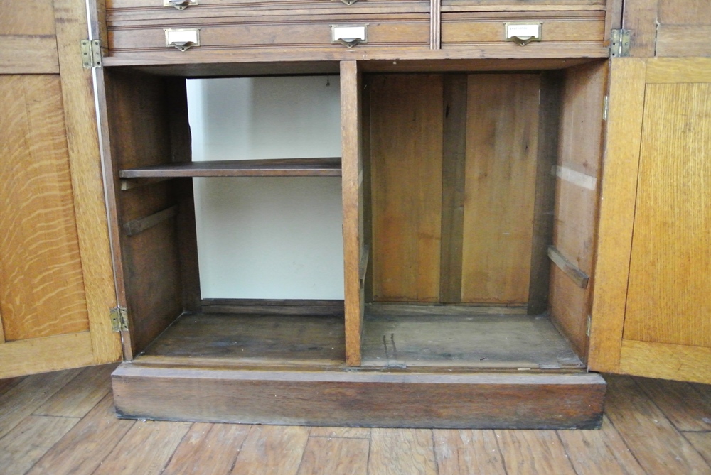 Circa 1890 Globe Furniture Oak Bankers Cabinet