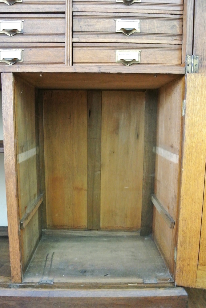 Circa 1890 Globe Furniture Oak Bankers Cabinet