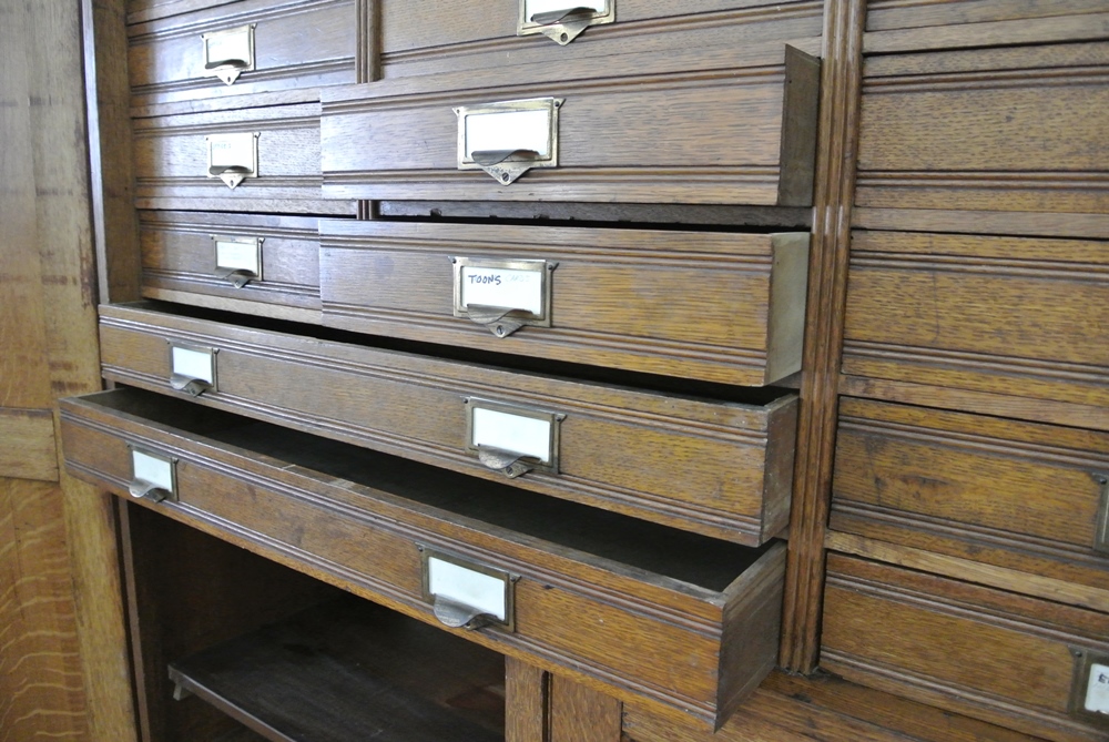 Circa 1890 Globe Furniture Oak Bankers Cabinet
