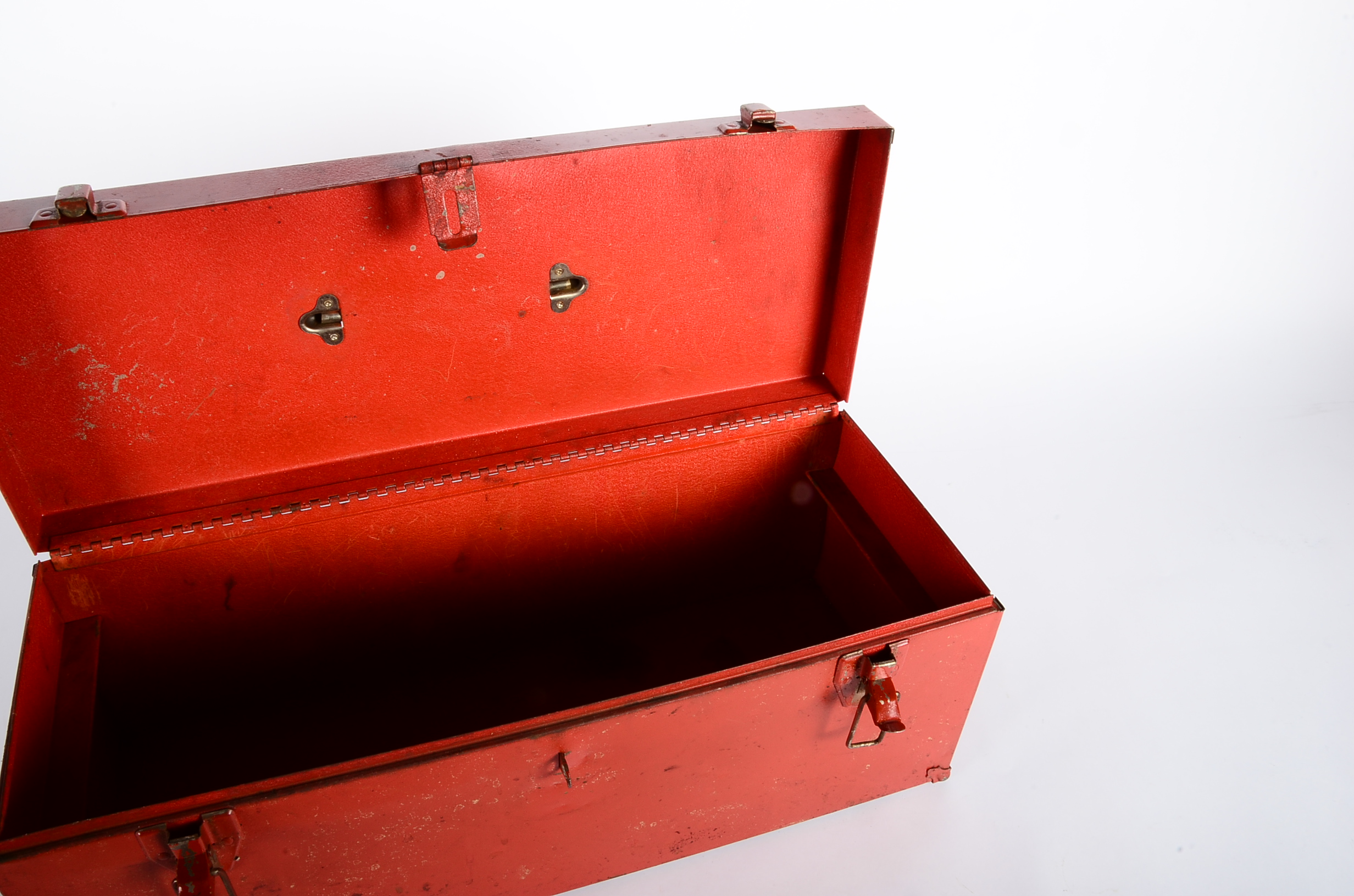 Pair of Vintage Red Metal Tool Boxes