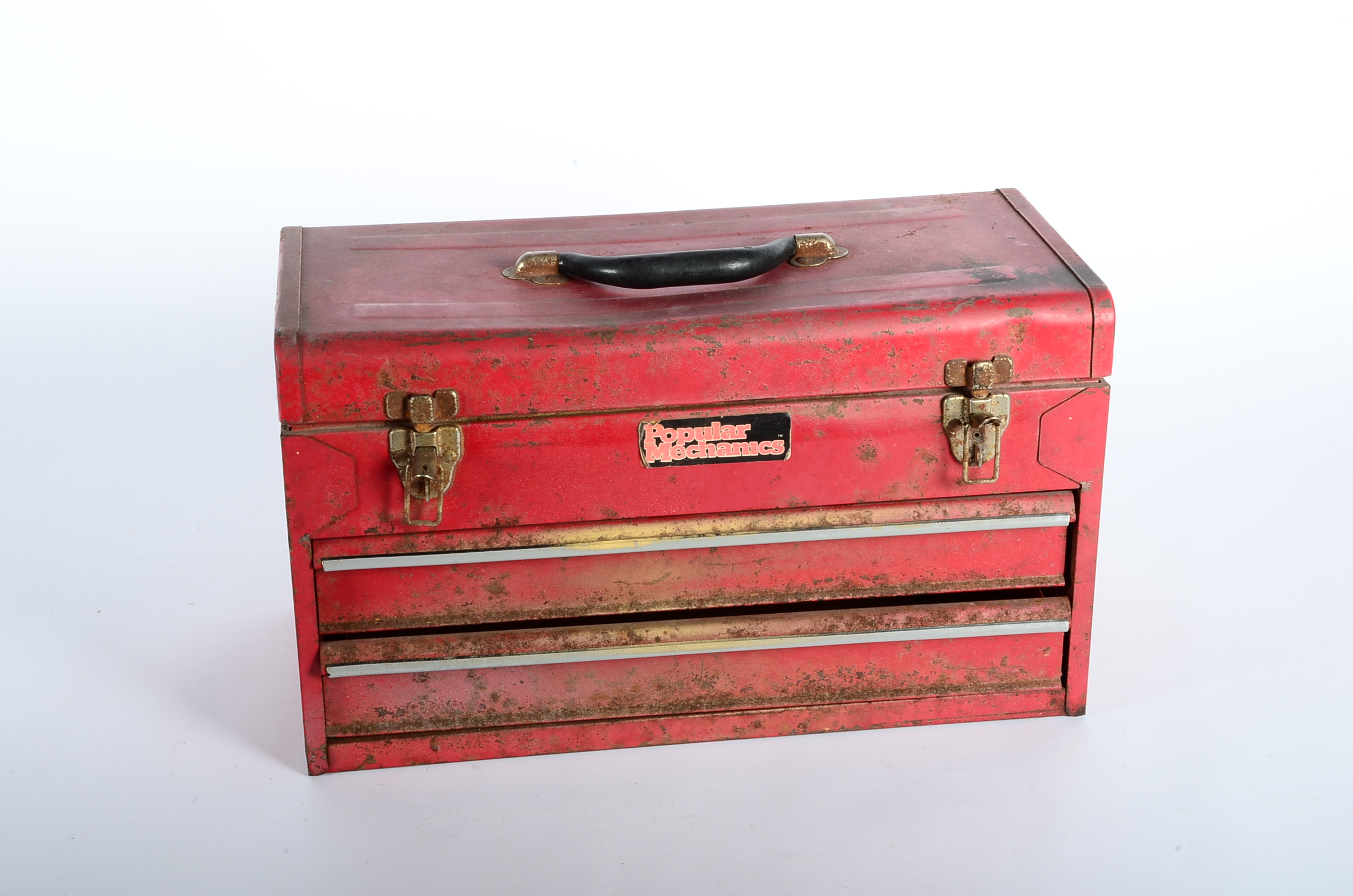 Pair of Vintage Red Metal Tool Boxes