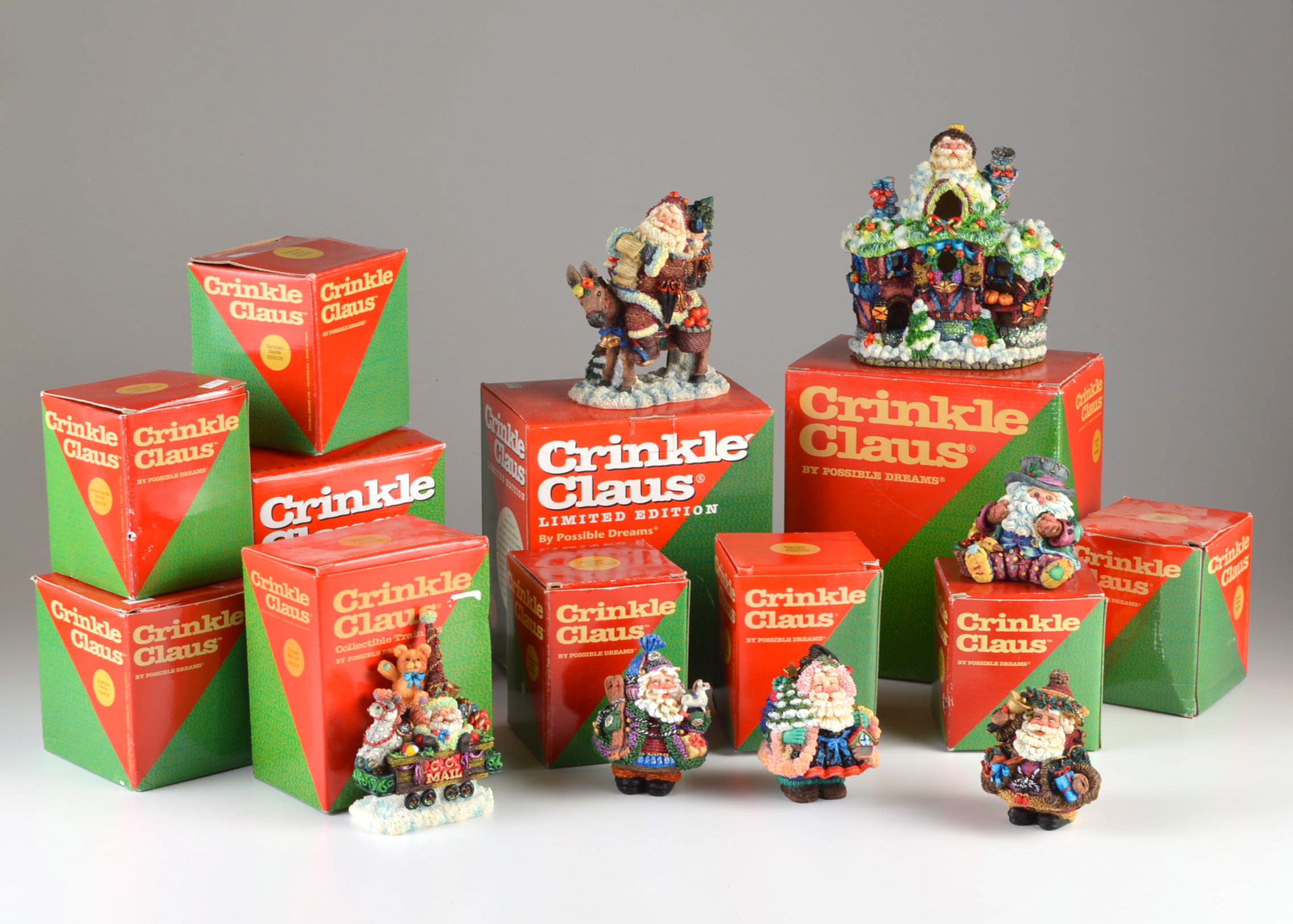 Lot of 12 Crinkle Claus Collectibles