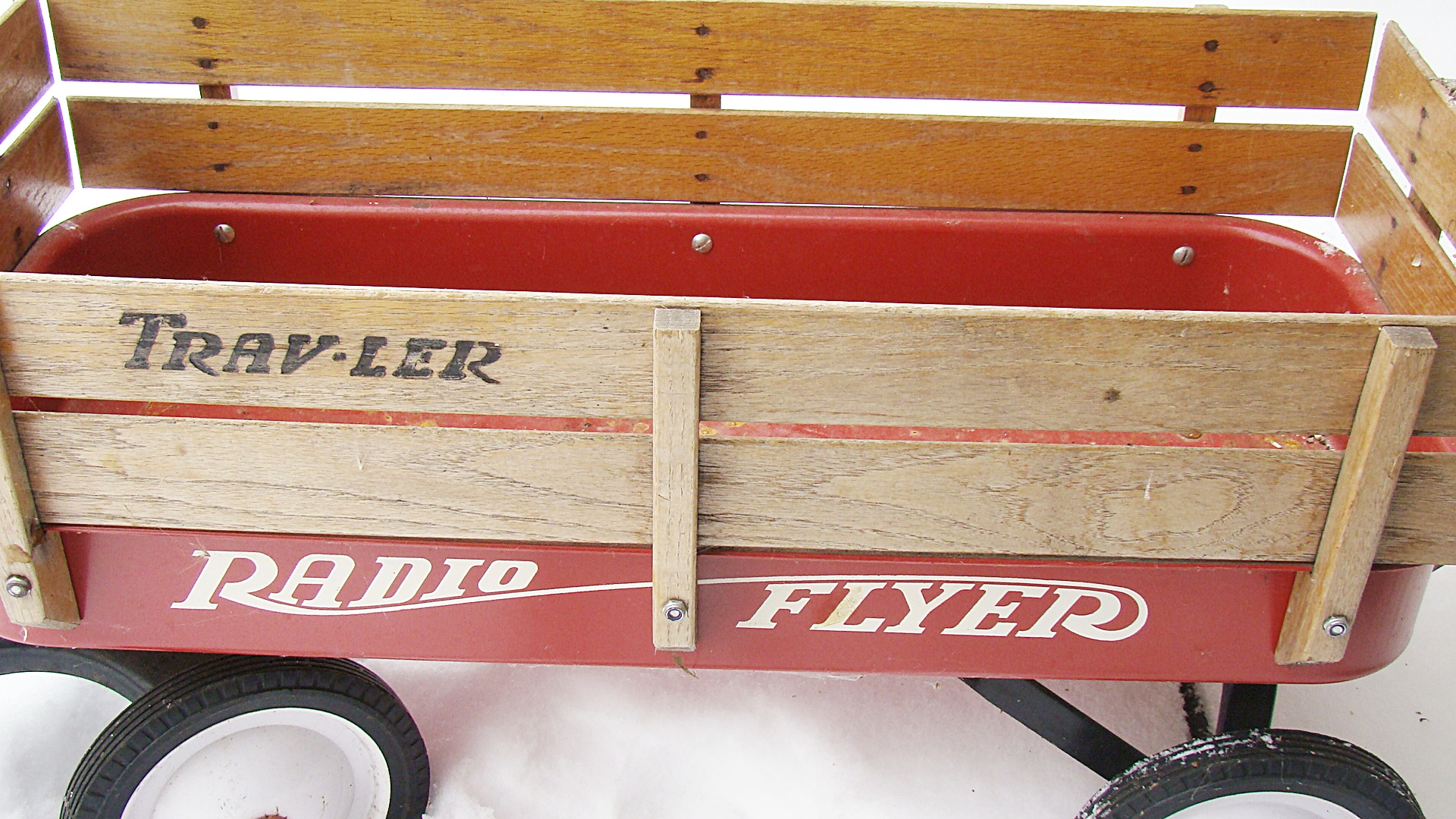 Radio Flyer "Travler" Red Wagon with Wood Sides