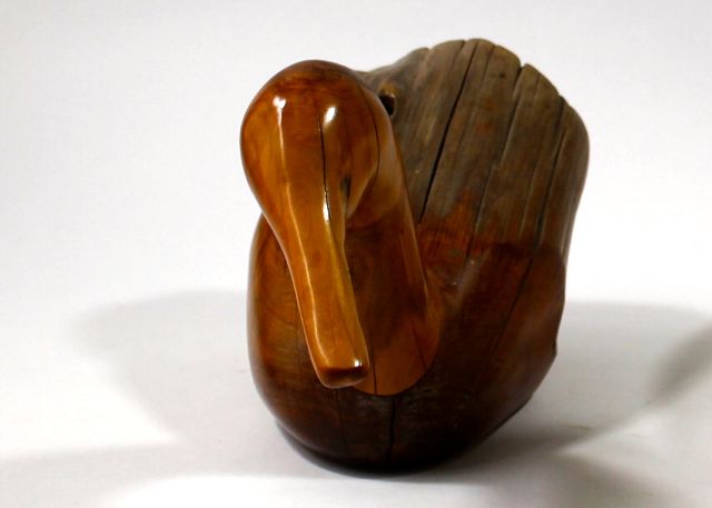 R. Brandt Signed Cypress Hand-Carved Duck