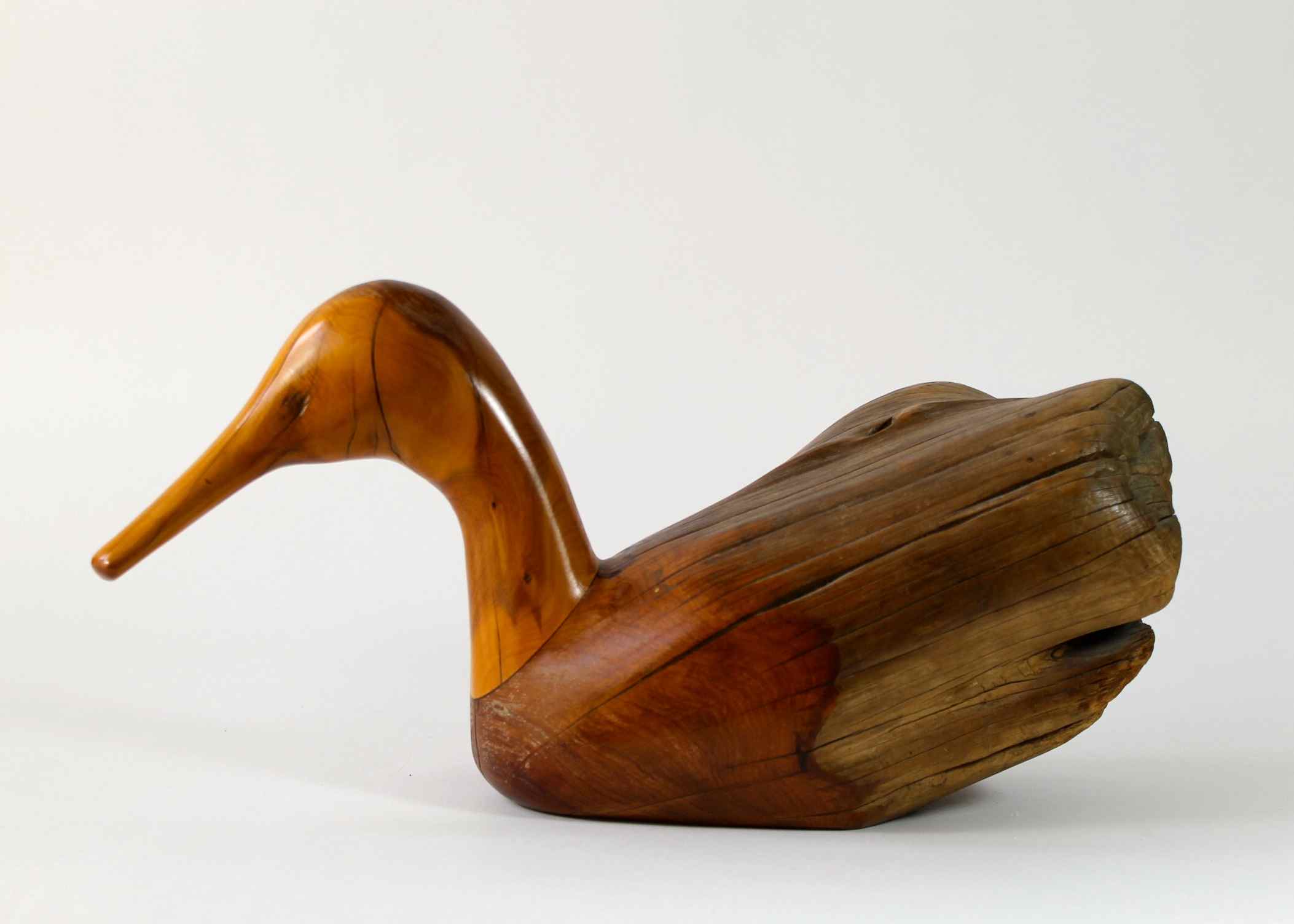 R. Brandt Signed Cypress Hand-Carved Duck