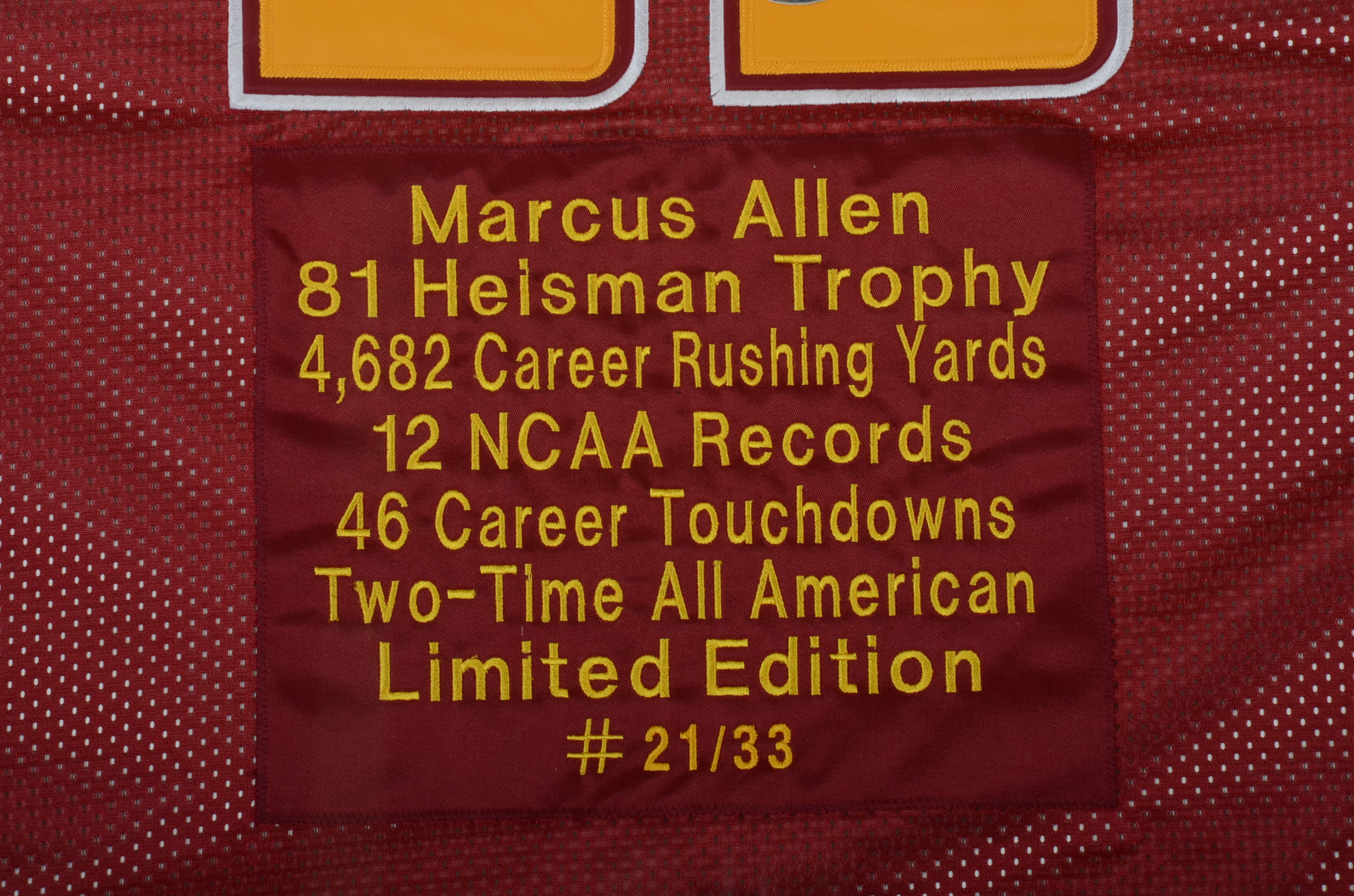 1981 Heisman & (HOF) Marcus Allen USC Trojans Autographed Framed Football Jersey