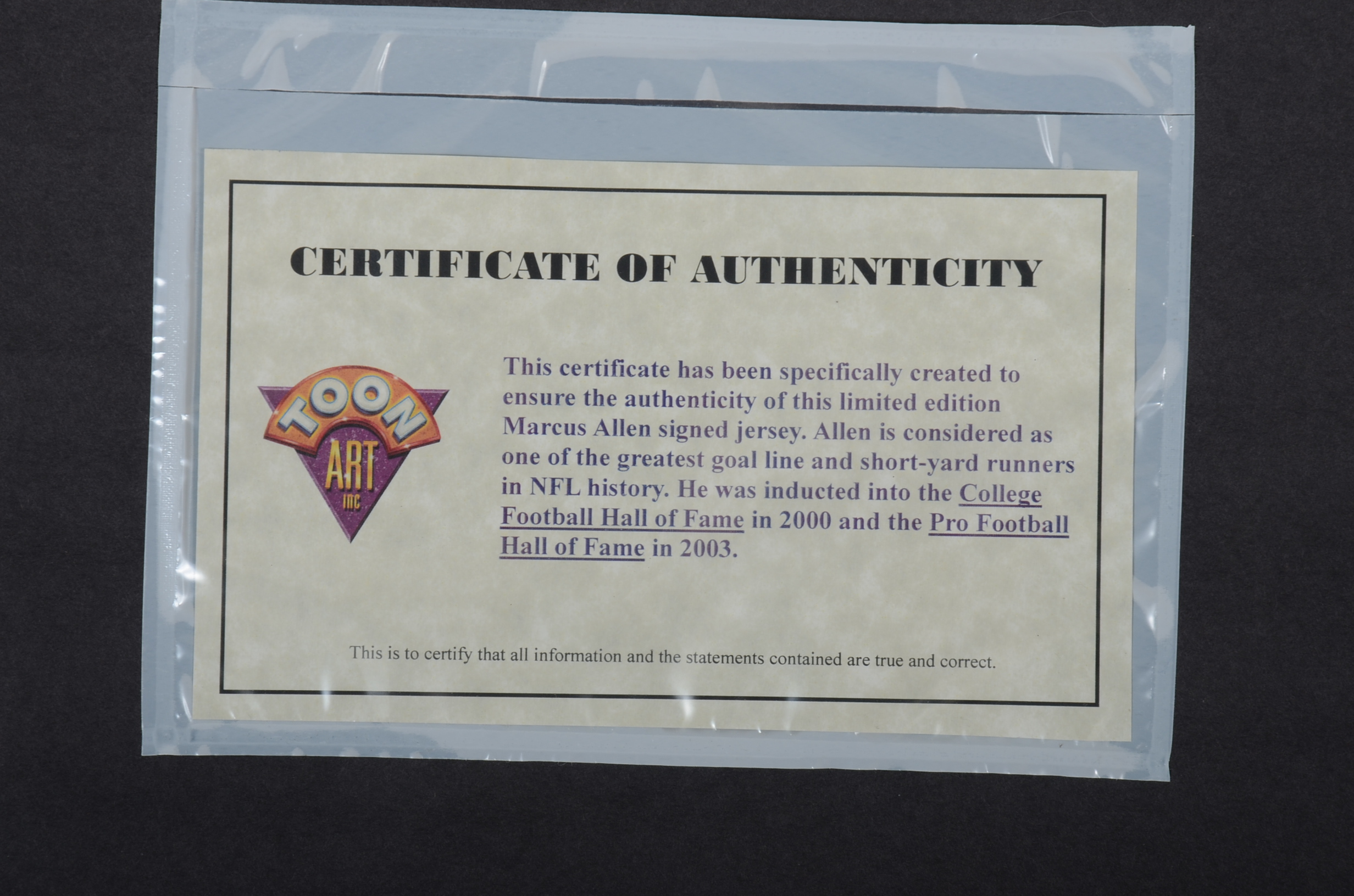 1981 Heisman & (HOF) Marcus Allen USC Trojans Autographed Framed Football Jersey