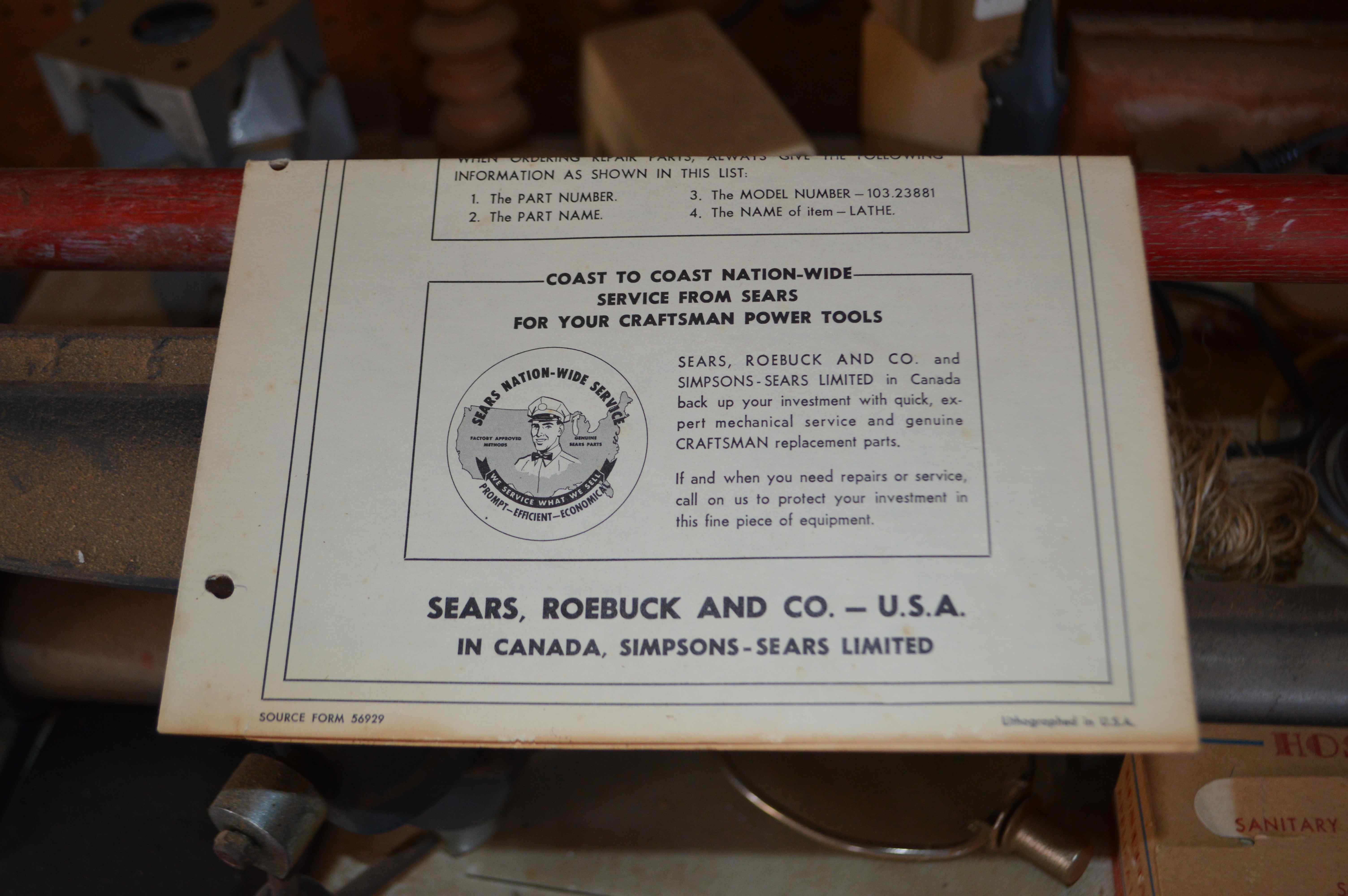 Sears Craftsman Lathe