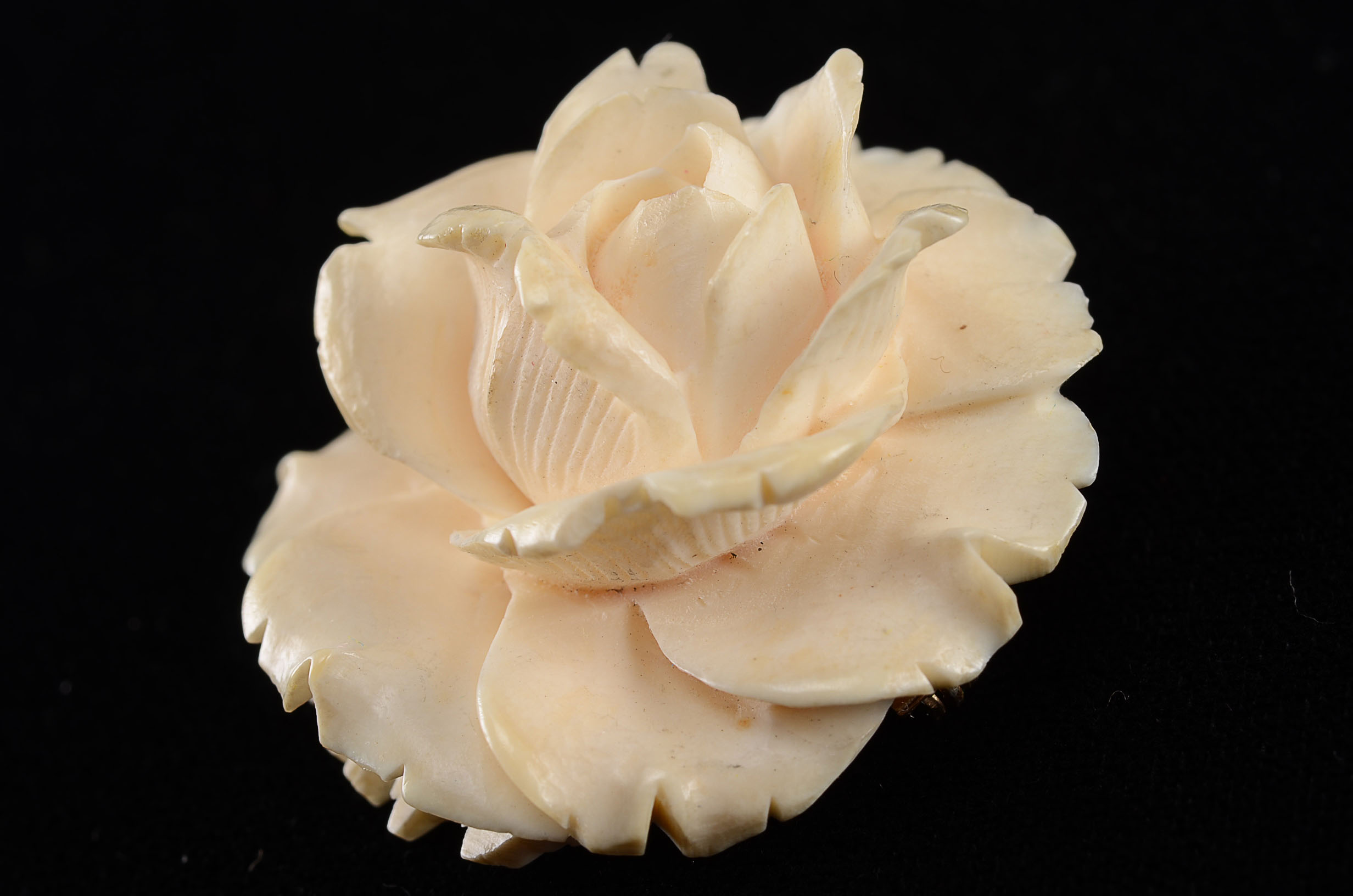 Hand-Carved Ivory Rose Brooch