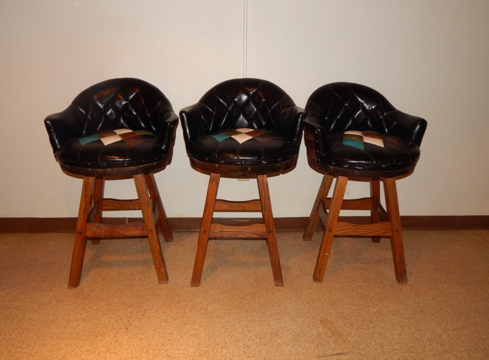 Trio of Whiskey Barrel Bar Stools