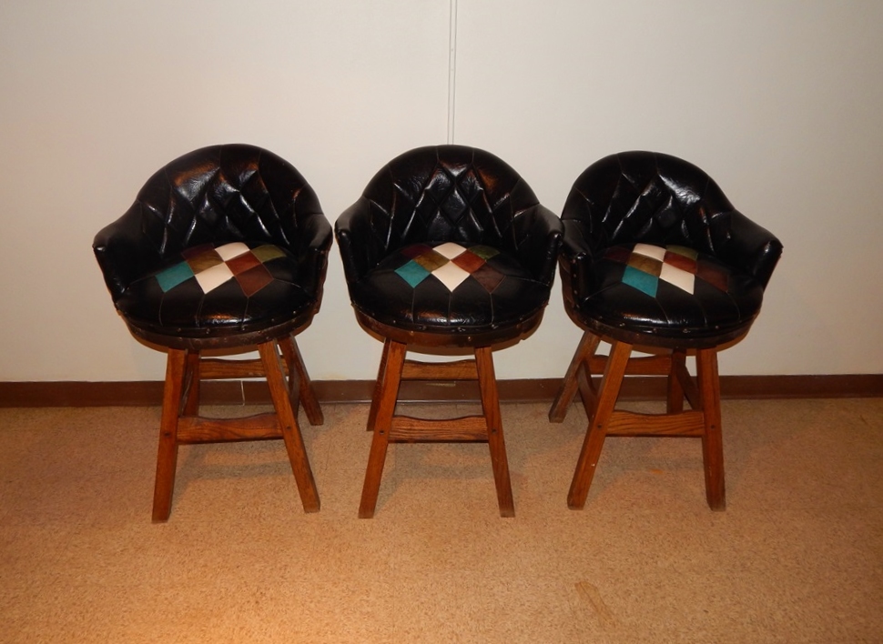Trio of Whiskey Barrel Bar Stools