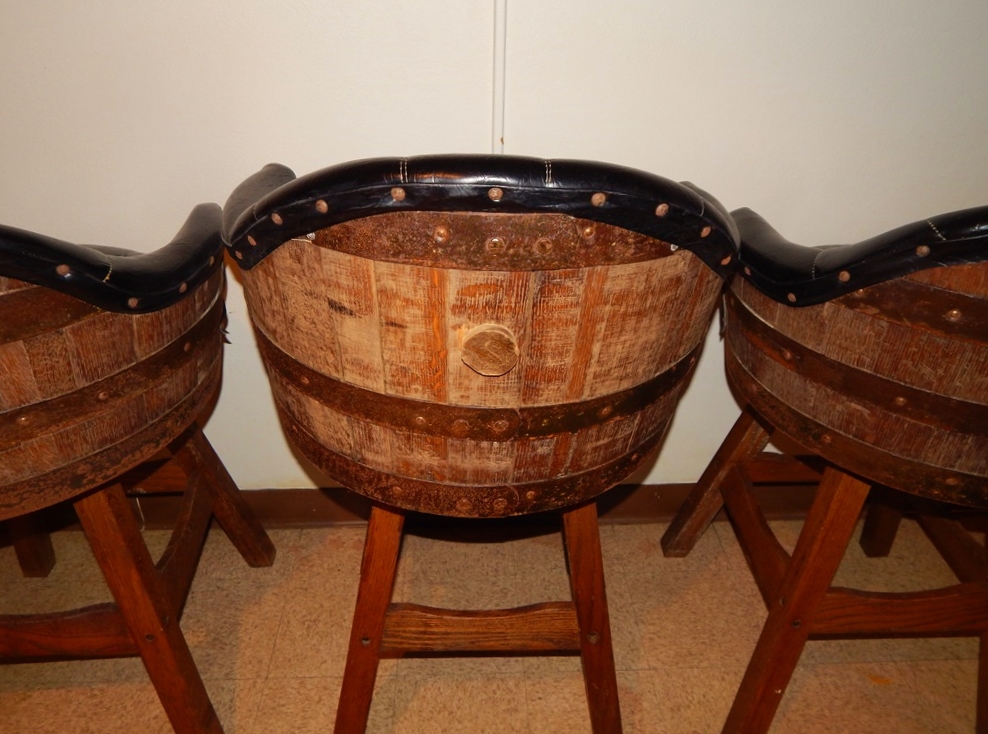 Trio of Whiskey Barrel Bar Stools