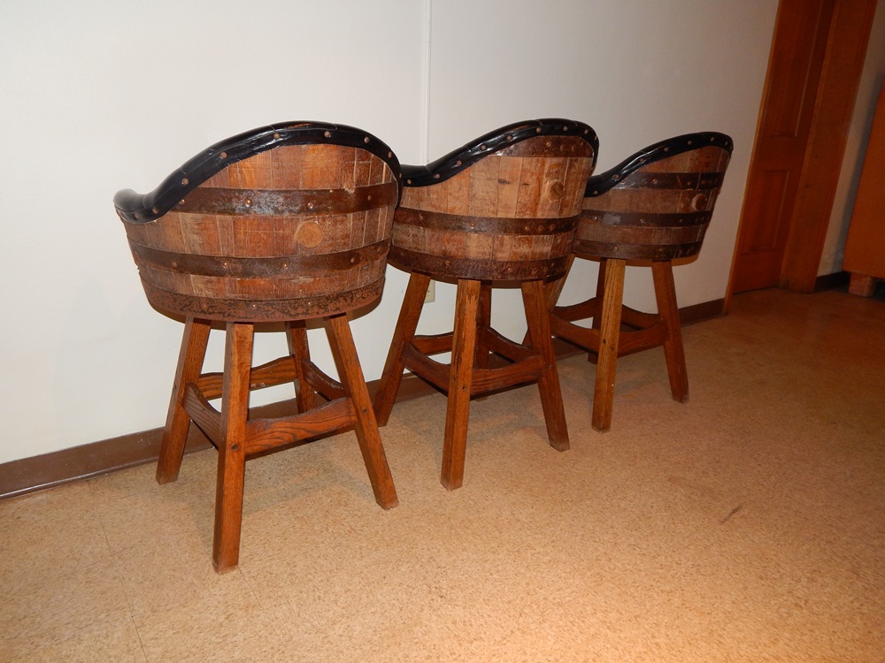 Trio of Whiskey Barrel Bar Stools