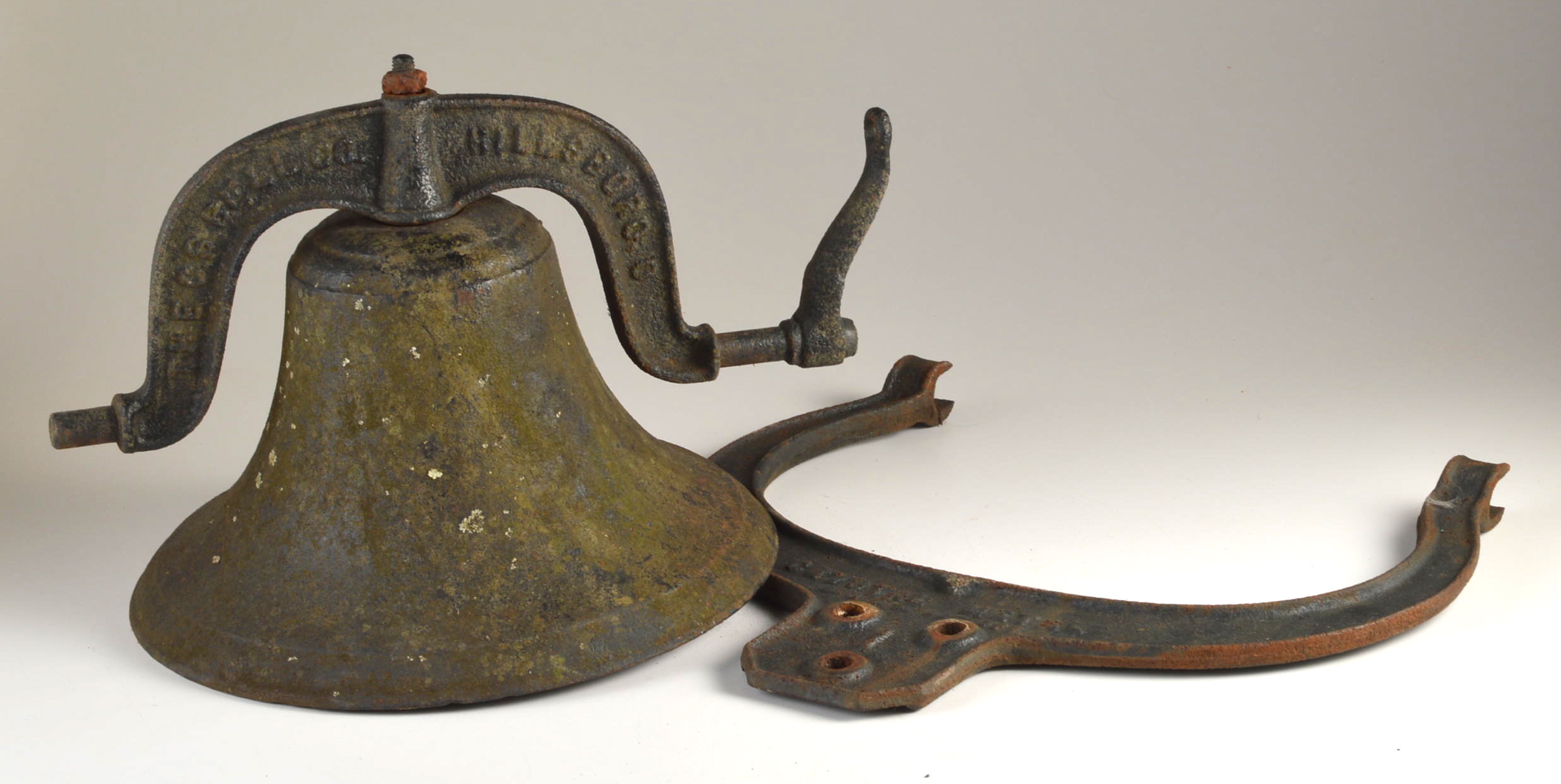 1800's Cast Iron Farm Bell and Yoke, with Bell Upright