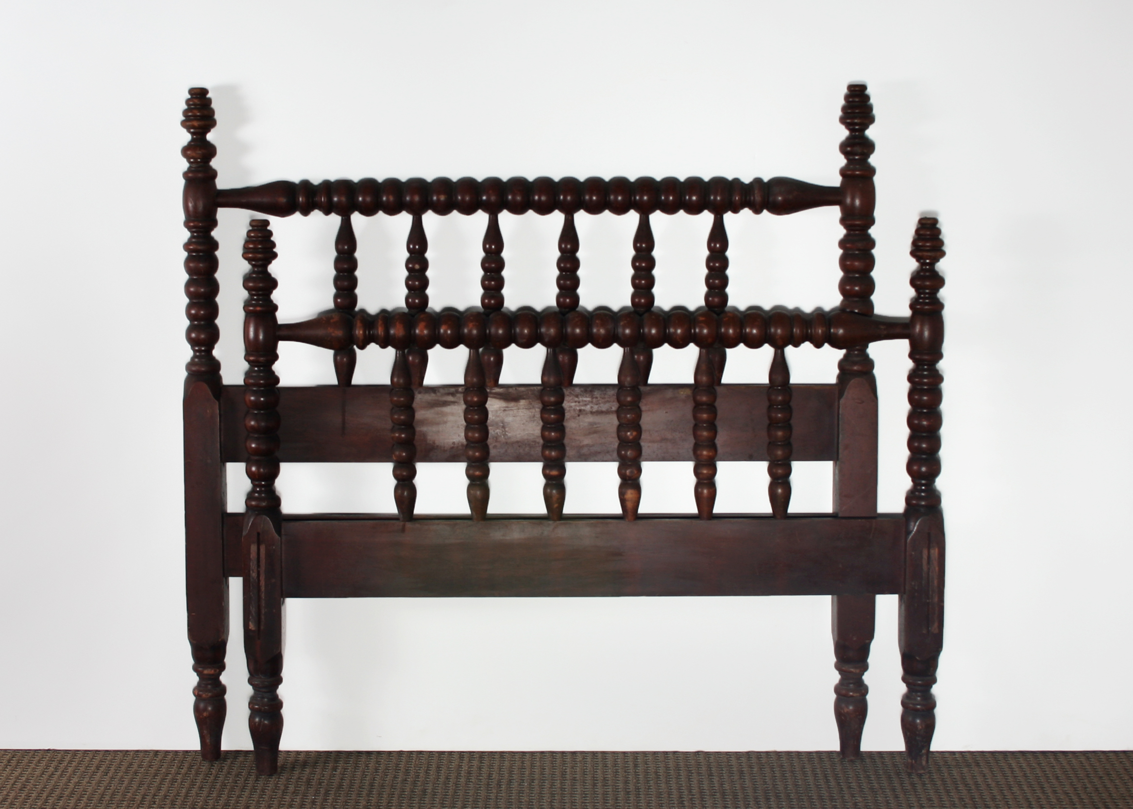 Hardwood Twin Jenny Lind Style Spool Bed Headboard and Footboard 