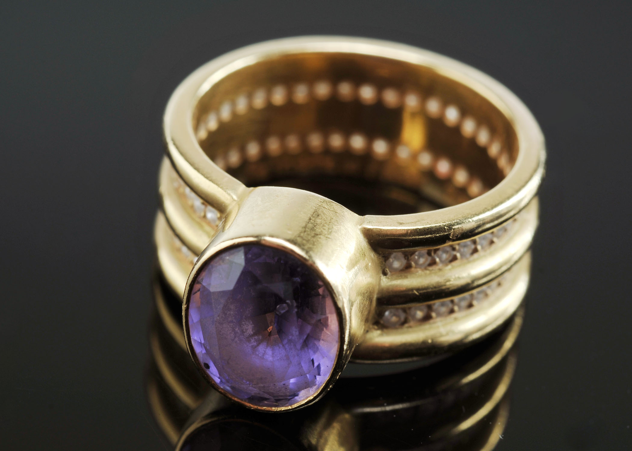 Reinstein/Ross of New York 20 K Natural Purple Sapphire "Double Shimmer" Ring 