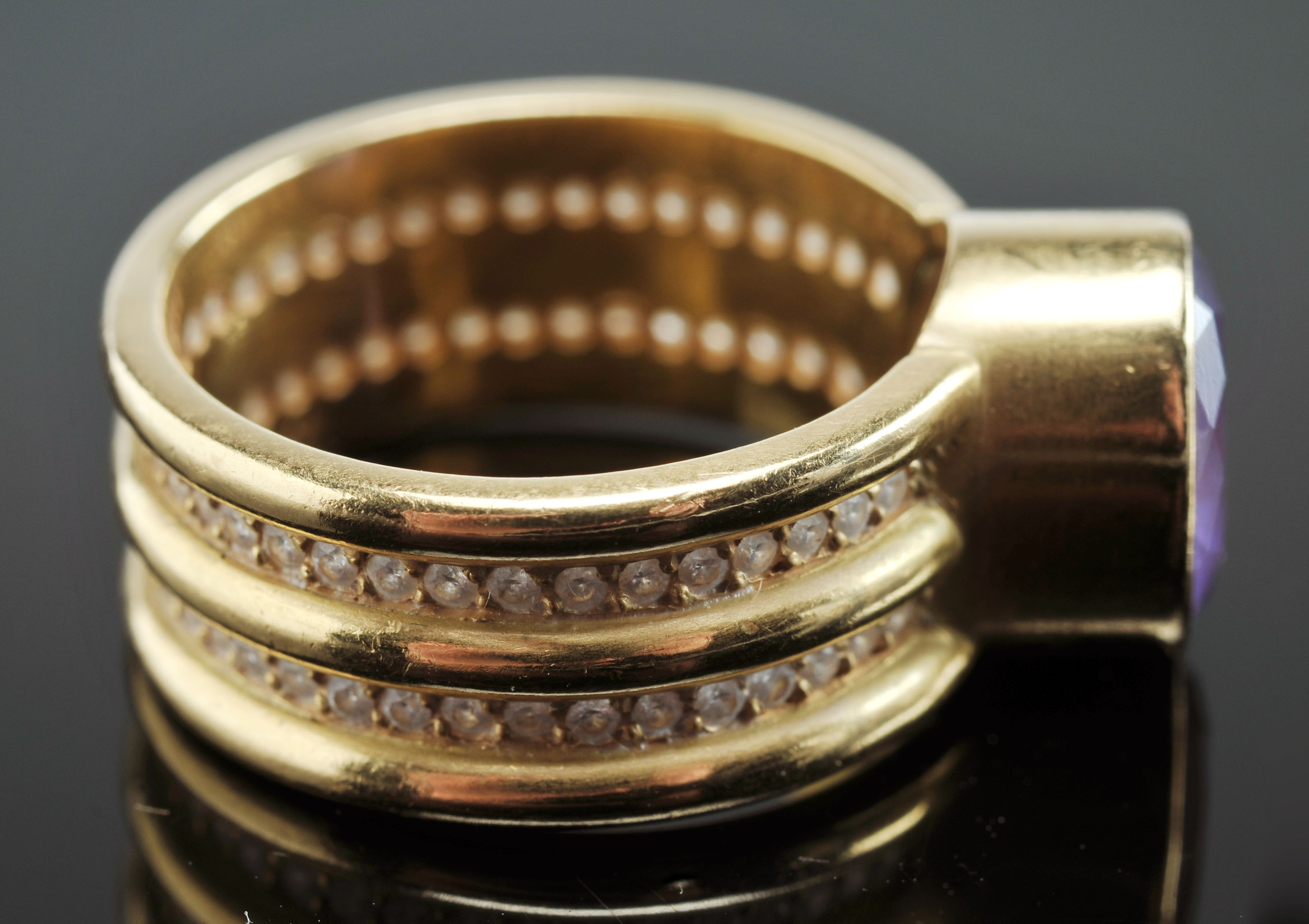 Reinstein/Ross of New York 20 K Natural Purple Sapphire "Double Shimmer" Ring 