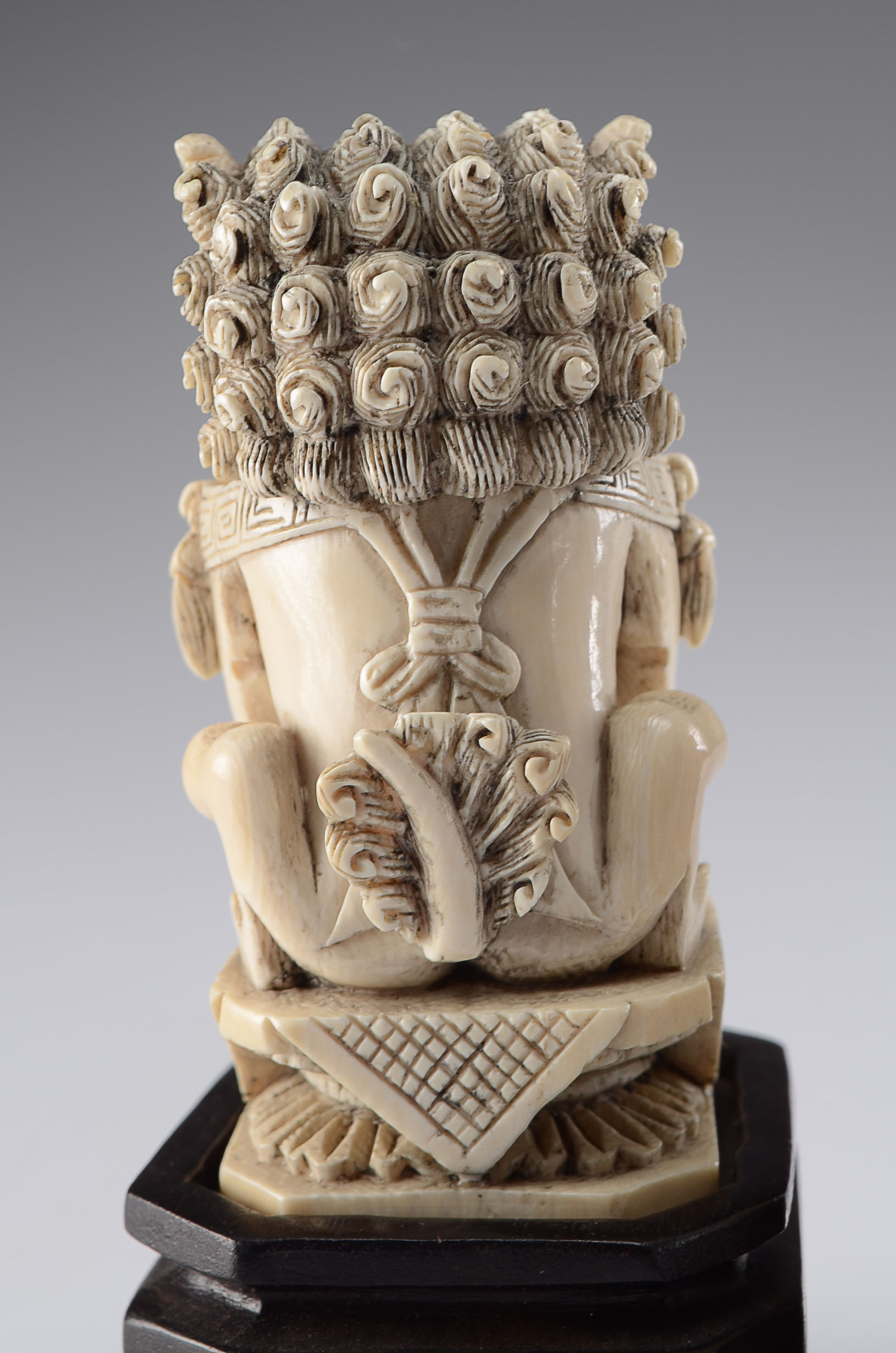 Exquisite Vintage Chinese Ivory Foo Lions with Wooden Stands