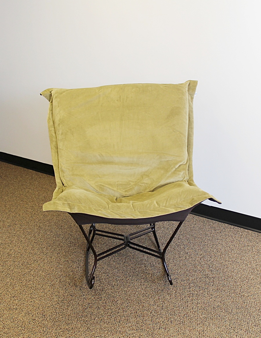 "Scroll Puff" Butterfly Style Rocker with "Bella Thyme"  Green /Brown