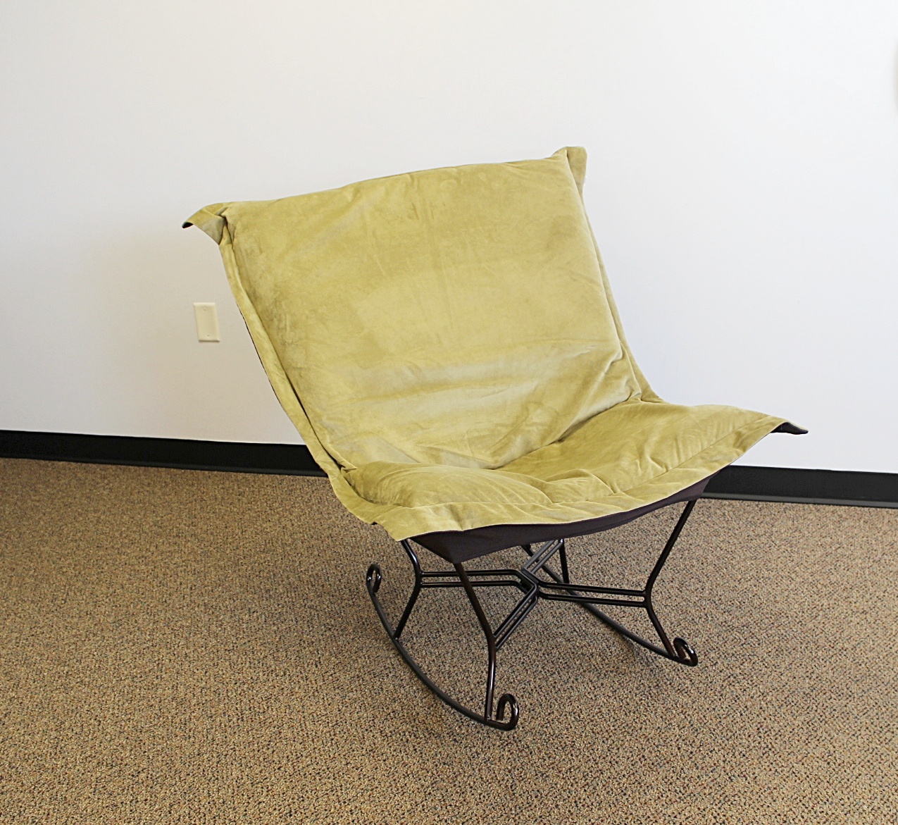 "Scroll Puff" Butterfly Style Rocker with "Bella Thyme"  Green /Brown