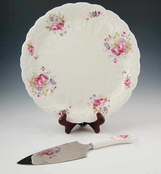 Coalport Bone China Serving Plate and Pie Knife
