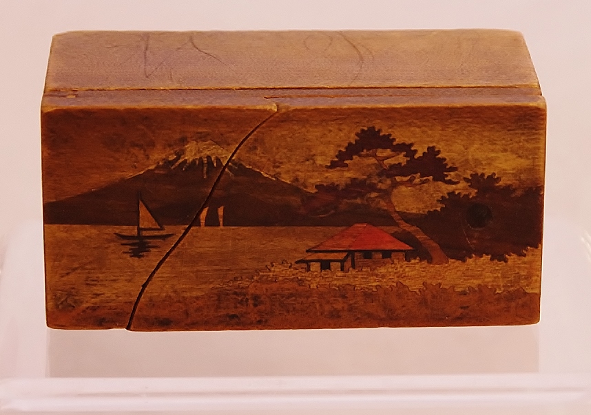 Chinese Puzzle Box and Bank with Inlaid Wood Top