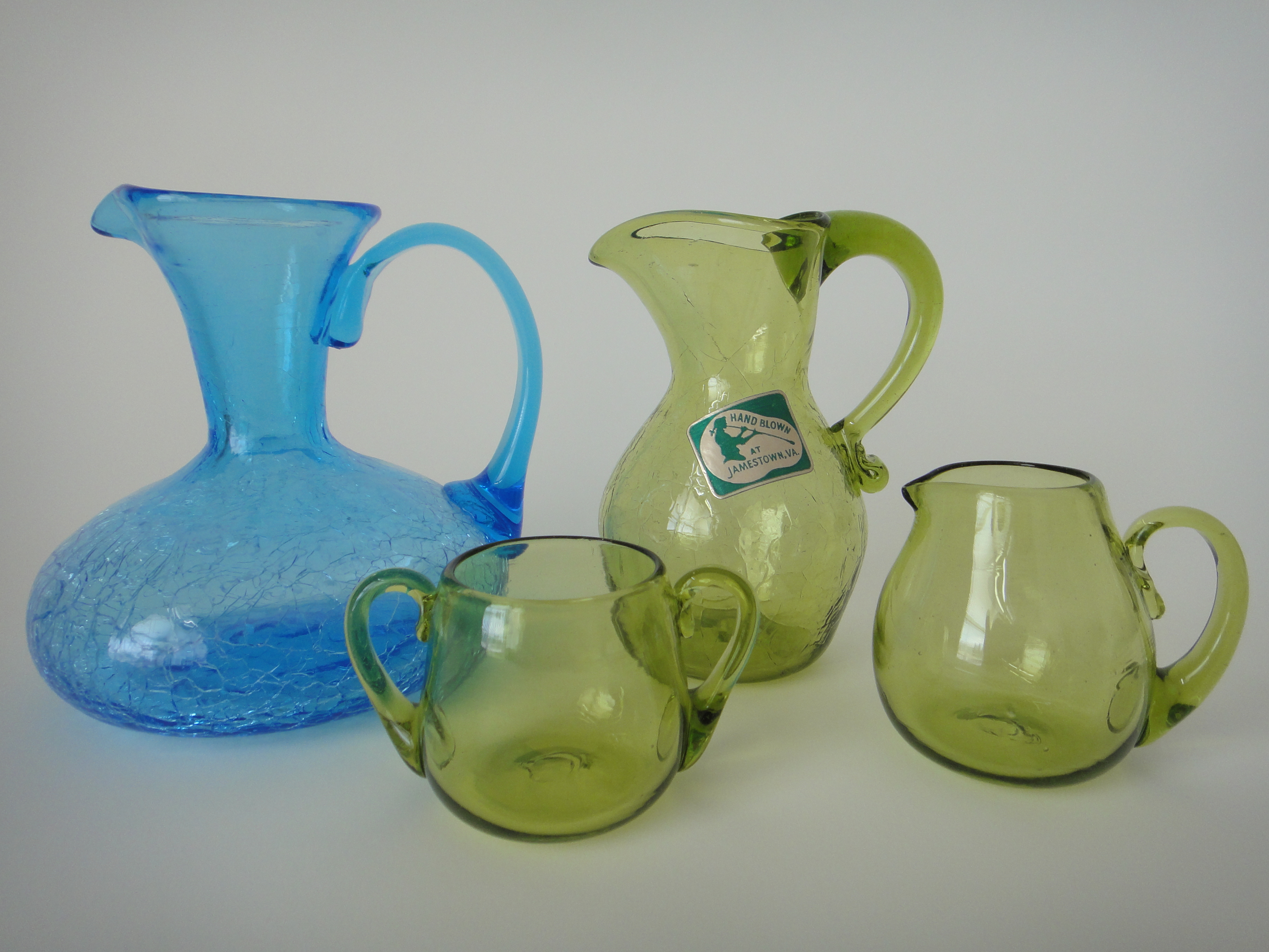 Vintage Crackle Glass Pitchers and More