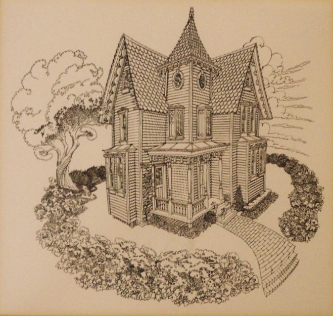Queen Anne Style Victorian House Prints, One Signed by Artist