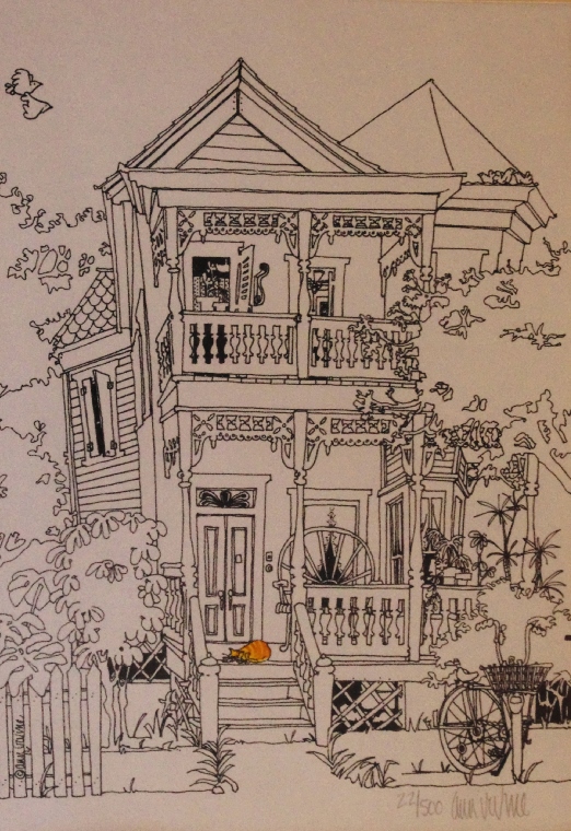 Queen Anne Style Victorian House Prints, One Signed by Artist
