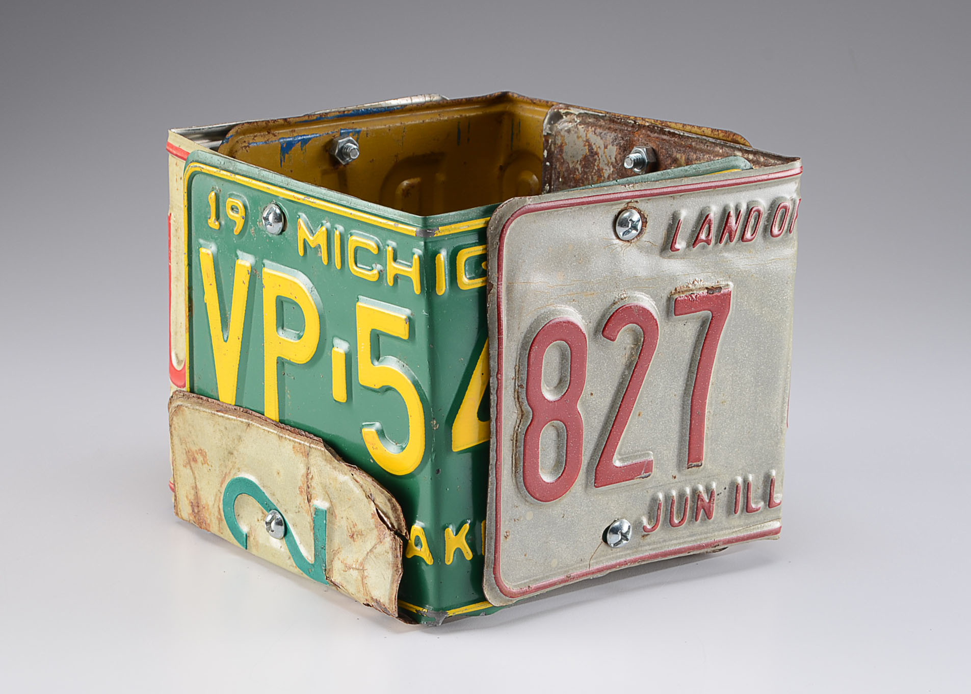 Handcrafted License Plate Container