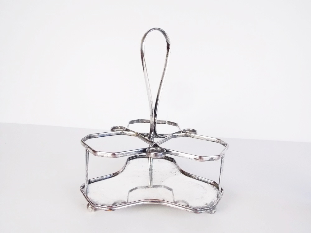 A Vintage Silver Plate Condiment Caddy