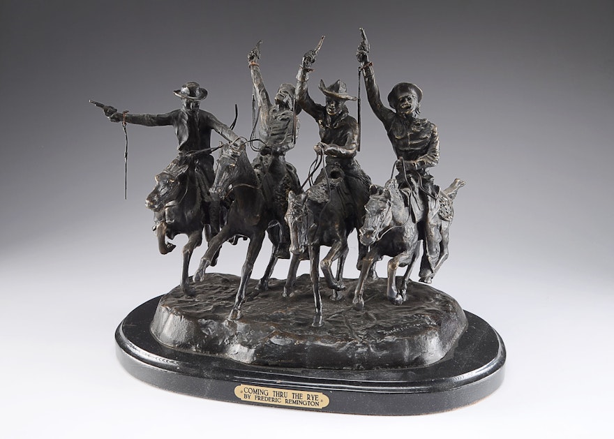 Bronze Sculpture Reproduction of Frederic Remington's "Coming Through the Rye"